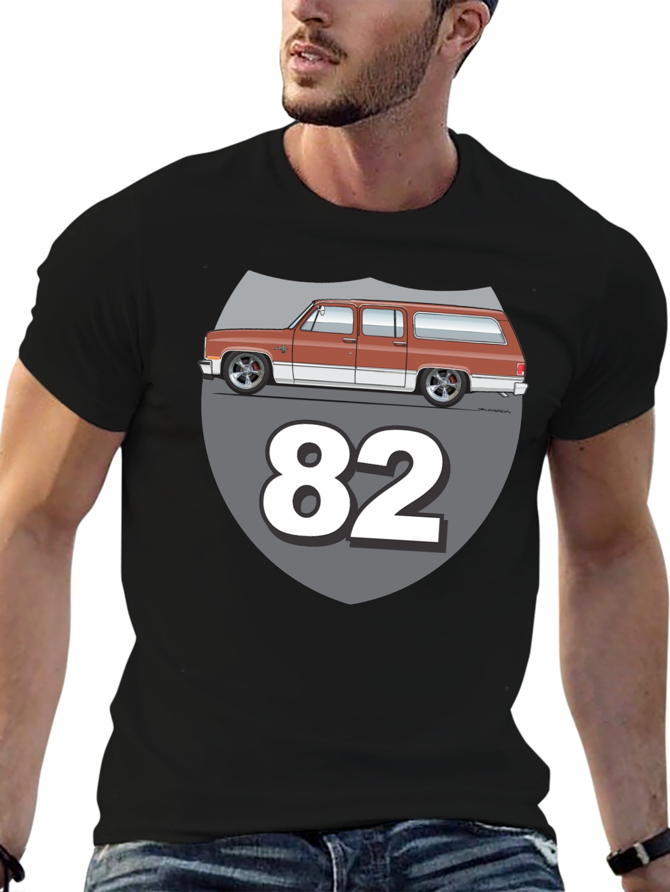 Retro 82 Car Graphic T-Shirt - Classic Design
