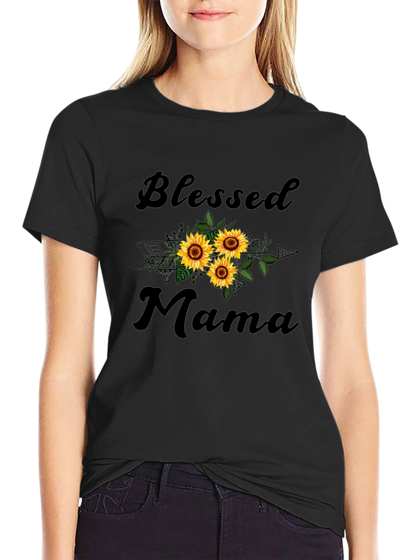 Blessed Mama Sunflower Graphic T-Shirt