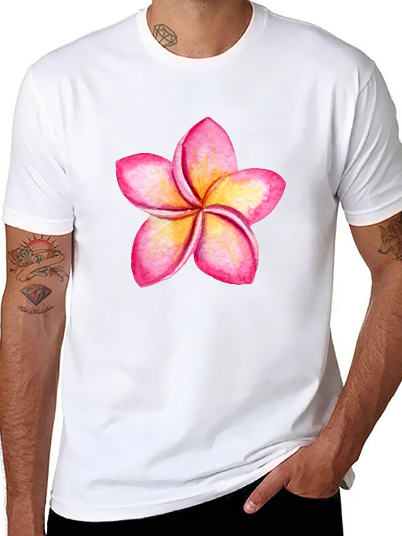 Tropical Plumeria Flower Graphic Tee