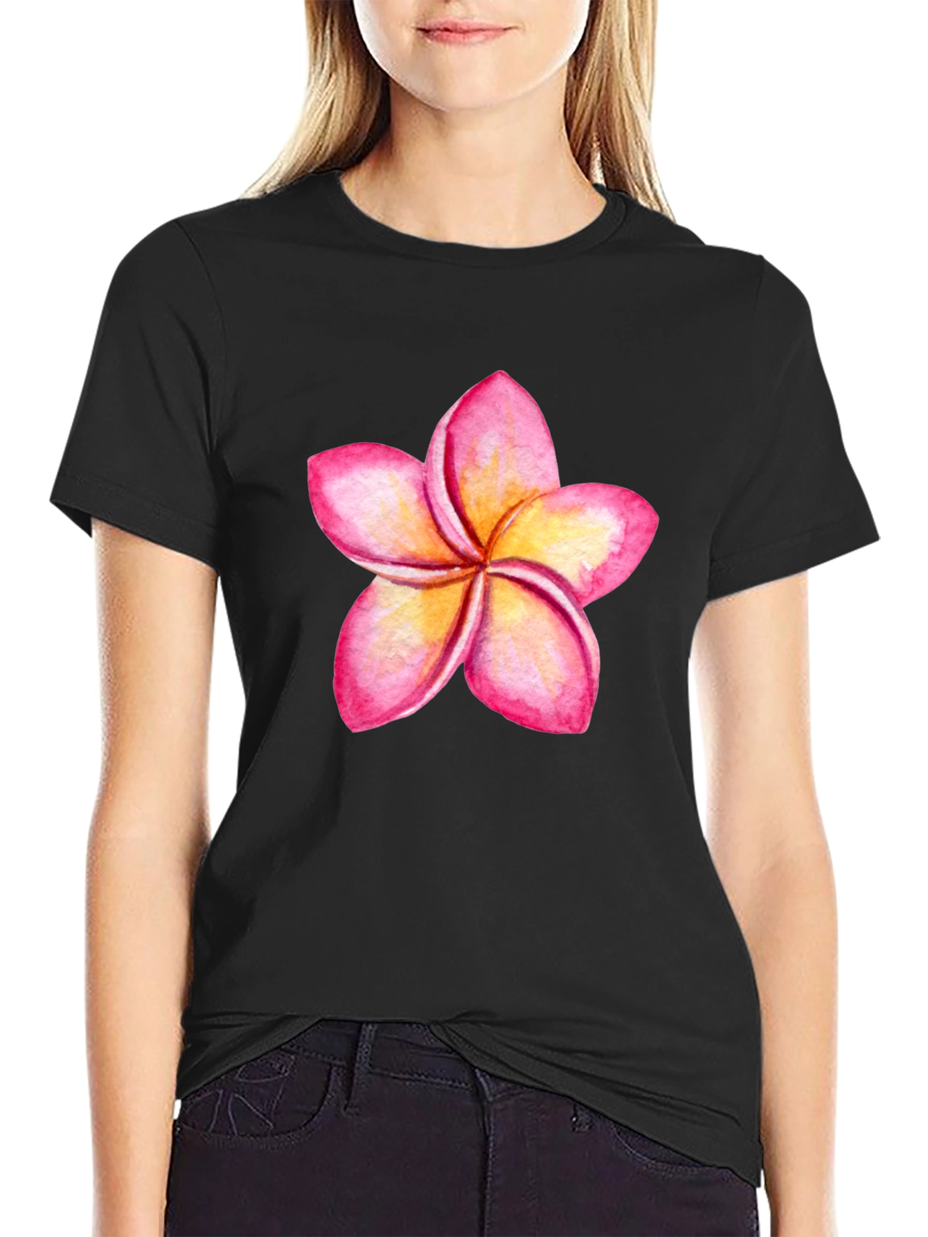 Tropical Plumeria Flower Graphic Tee