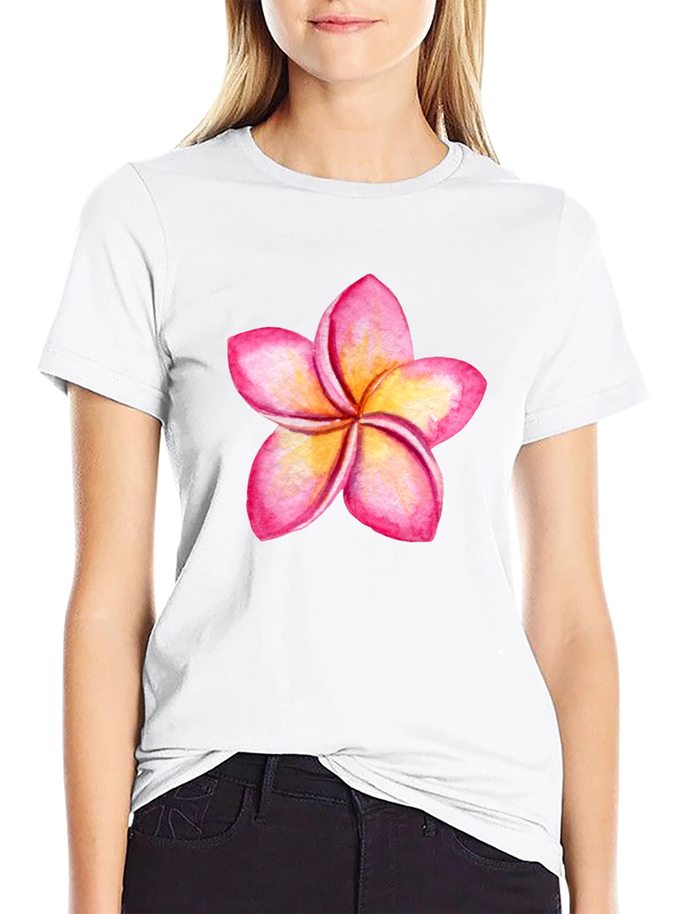 Tropical Plumeria Flower Graphic Tee