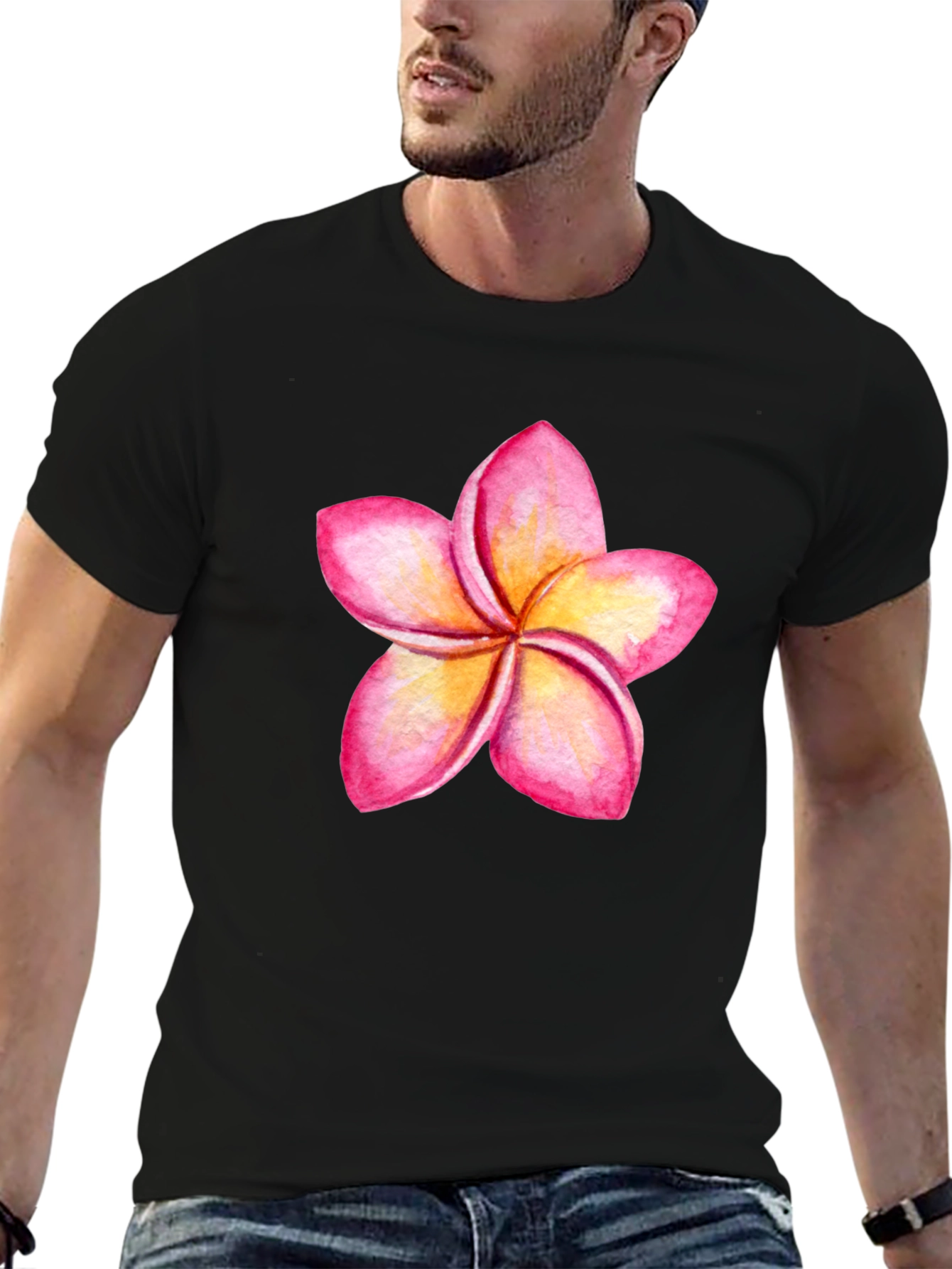 Tropical Plumeria Flower Graphic Tee