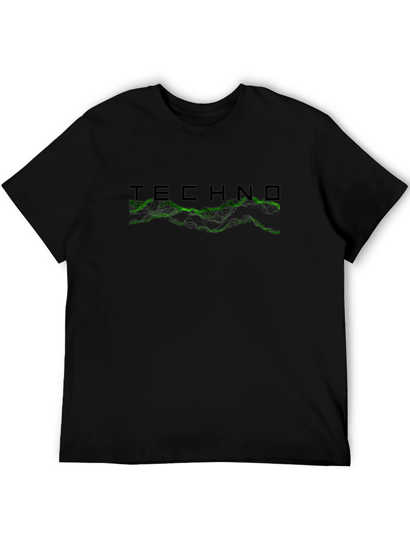 Techno Graphic Tee - Black Cotton Crew Neck