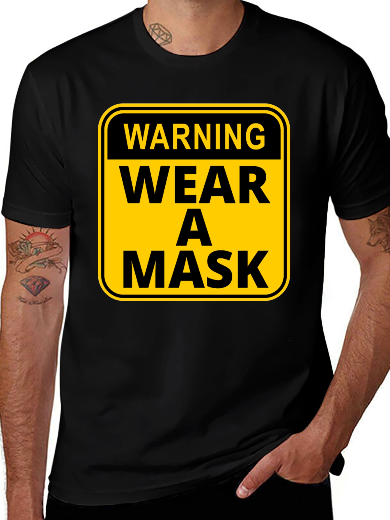 Wear A Mask Warning Graphic Tee