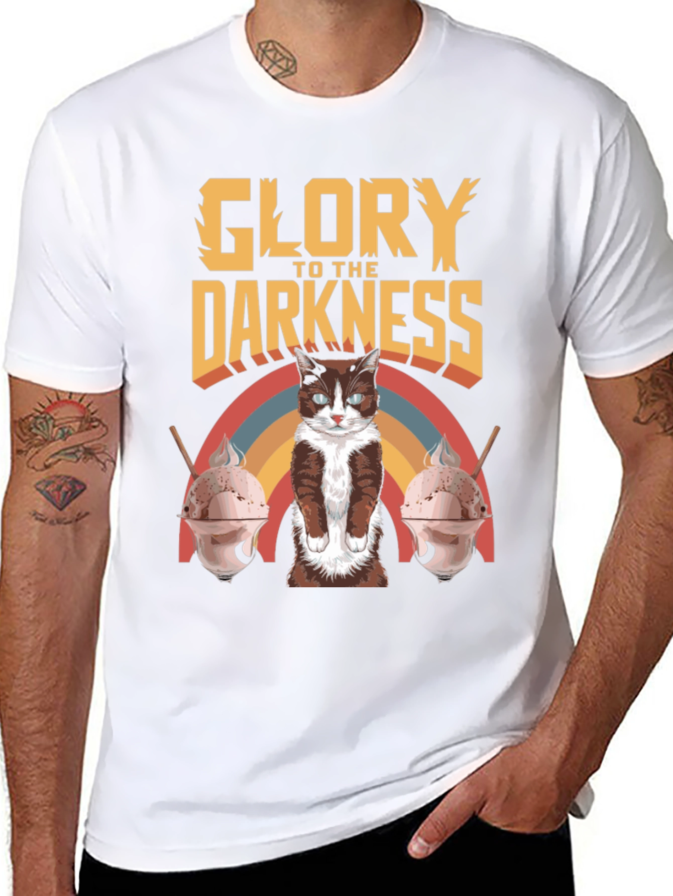 Glory To The Darkness Cat Graphic T-Shirt