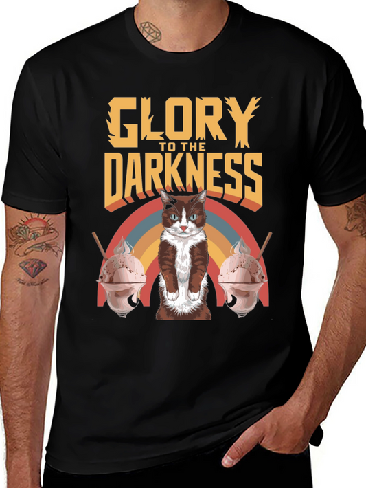 Glory To The Darkness Cat Graphic T-Shirt