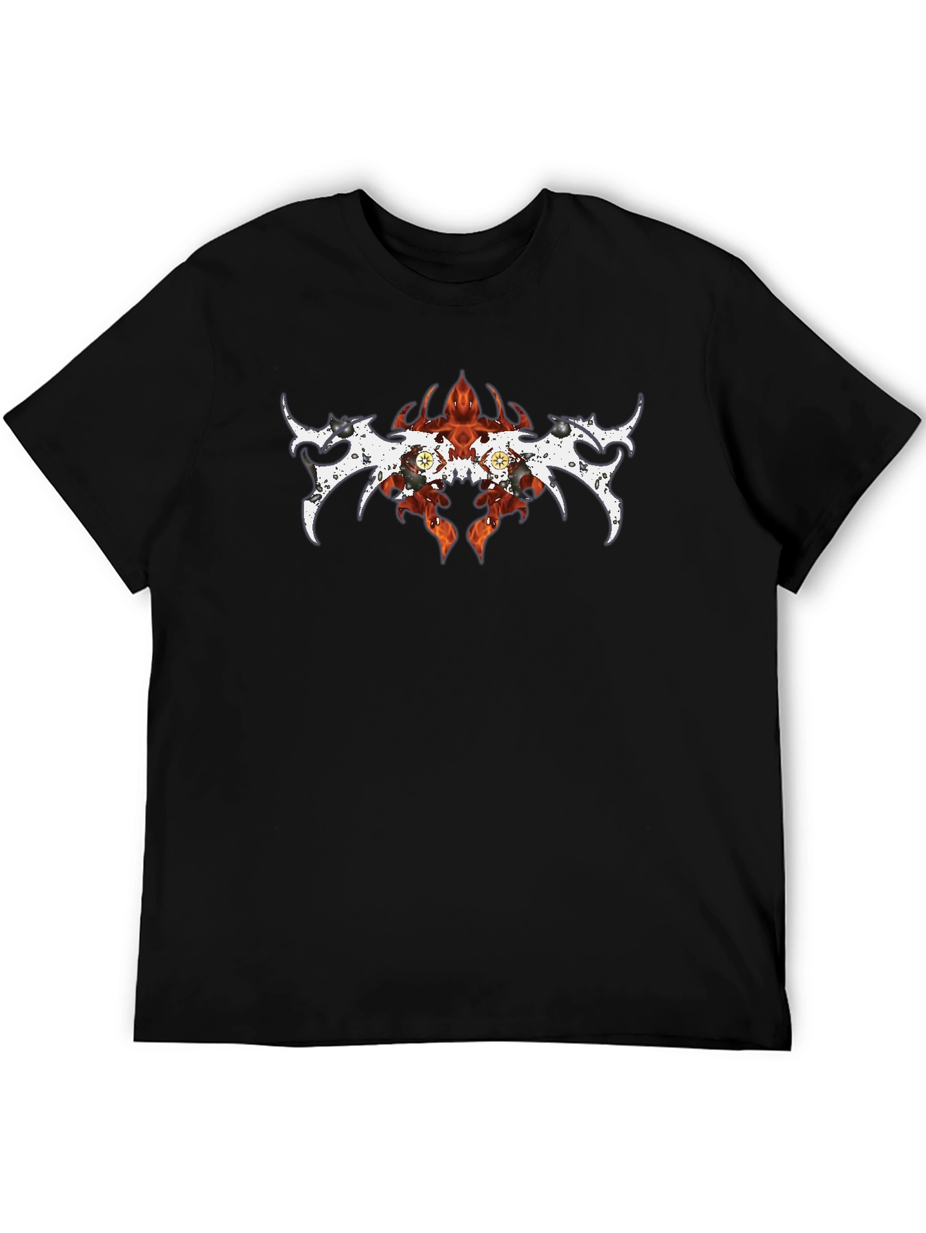 Fiery Tribal Design Black Tee