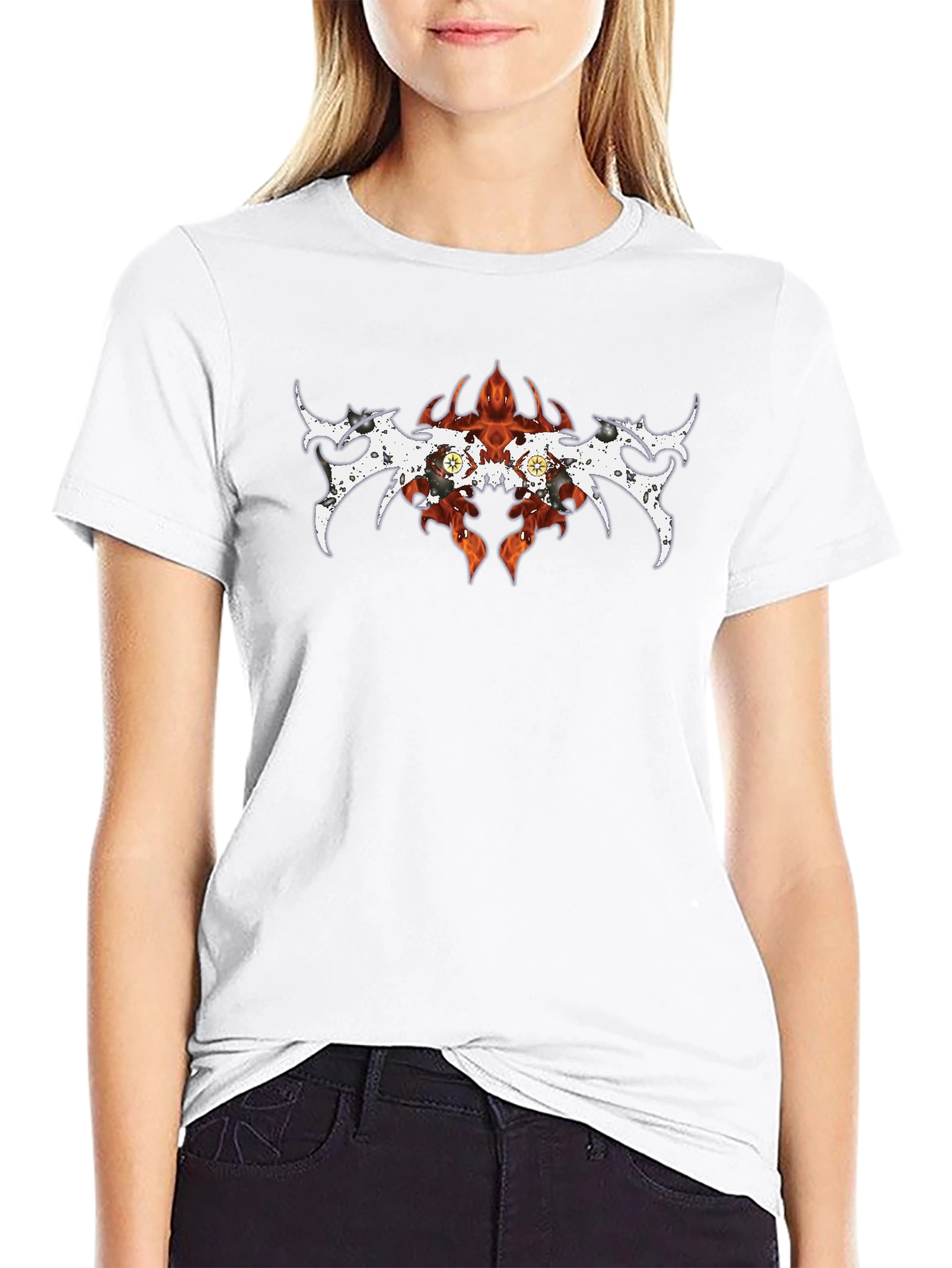 Fiery Tribal Design Black Tee