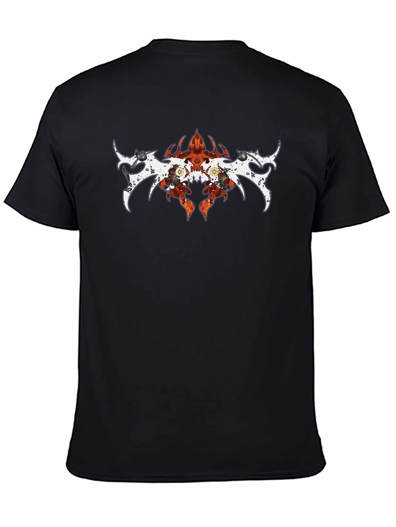 Fiery Tribal Design Black Tee