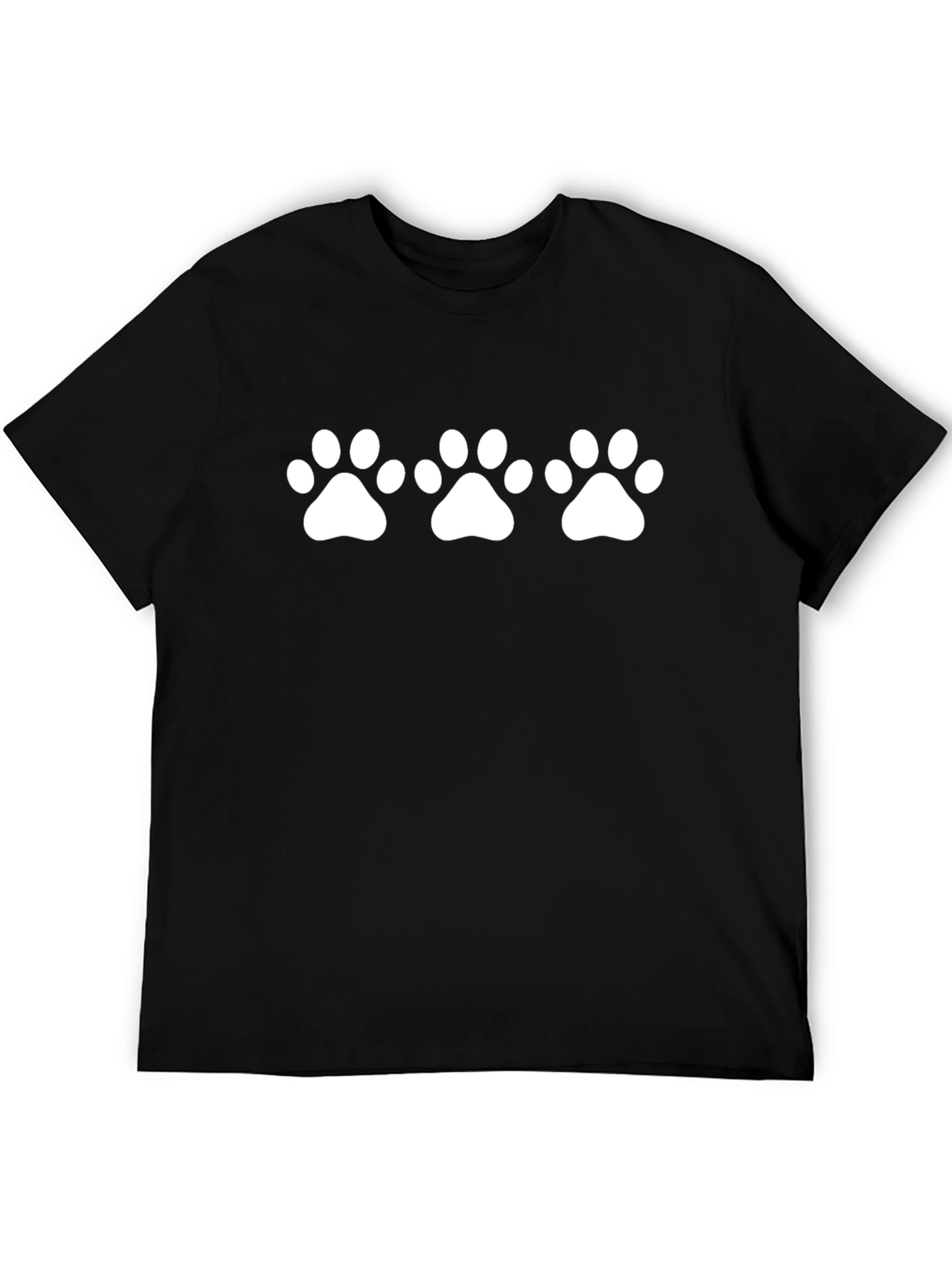 Black T-Shirt with White Paw Print Design