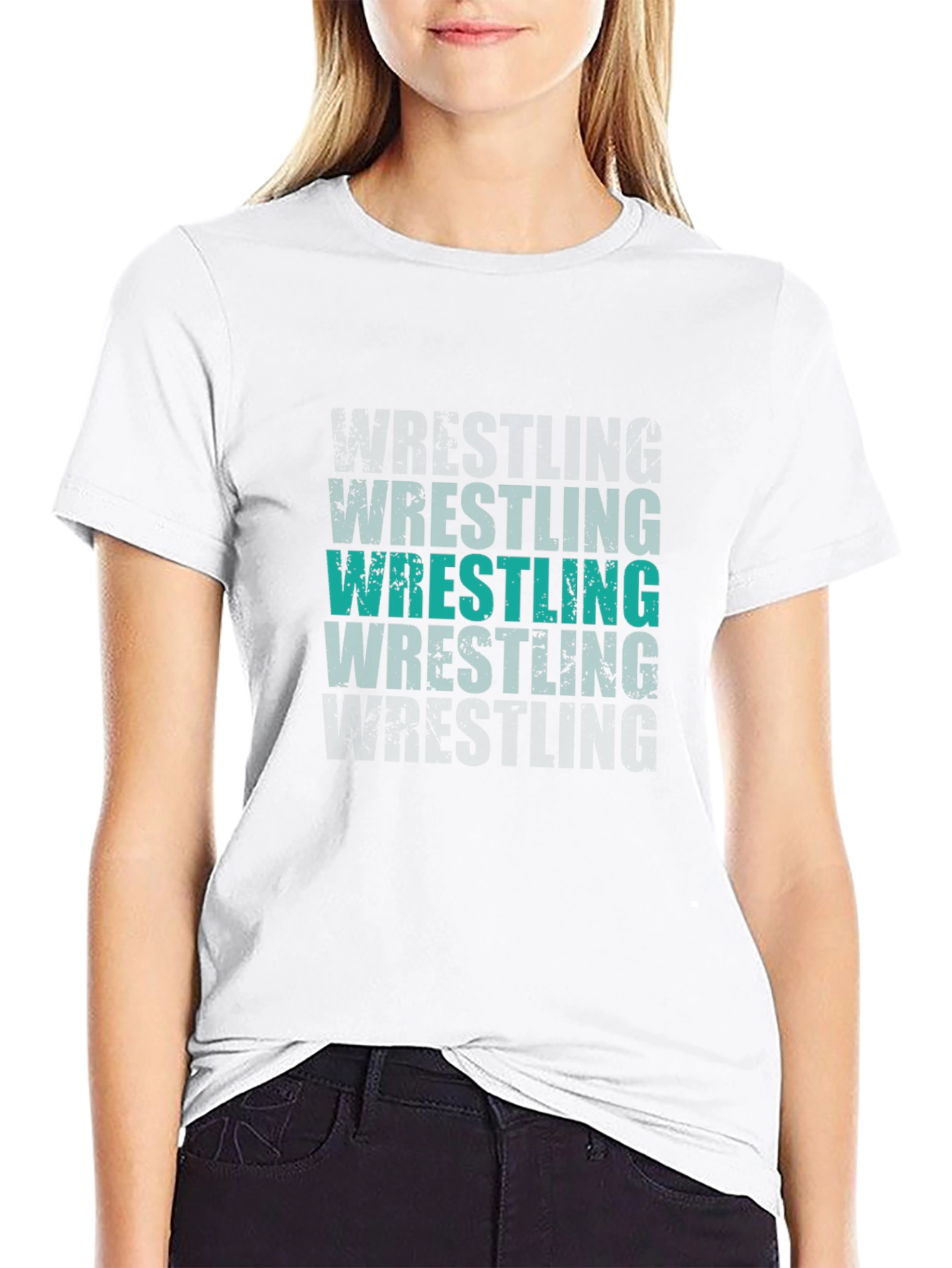 Wrestling T-Shirt: Distressed Graphic Print Tee