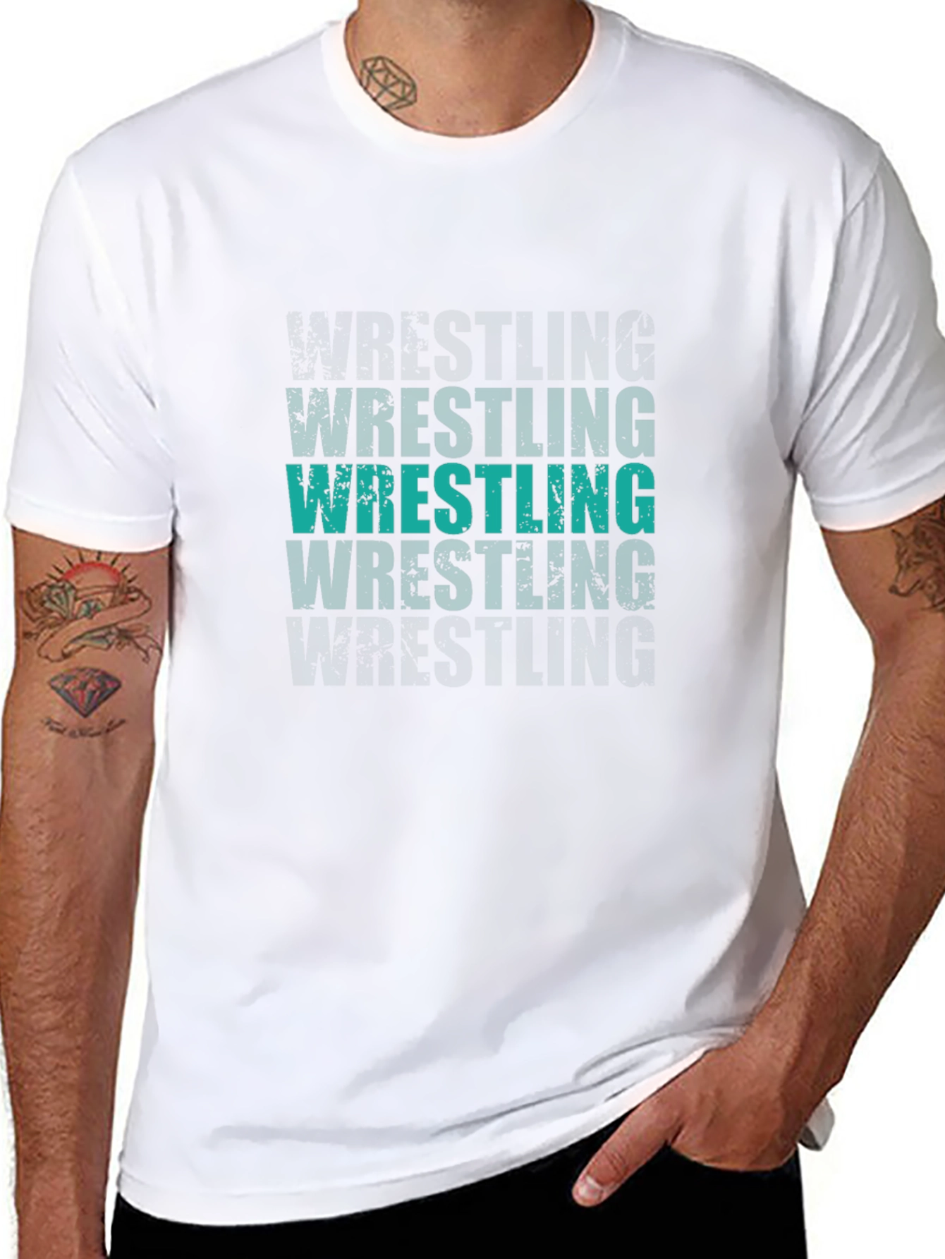 Wrestling T-Shirt: Distressed Graphic Print Tee