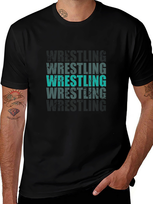 Wrestling T-Shirt: Distressed Graphic Print Tee