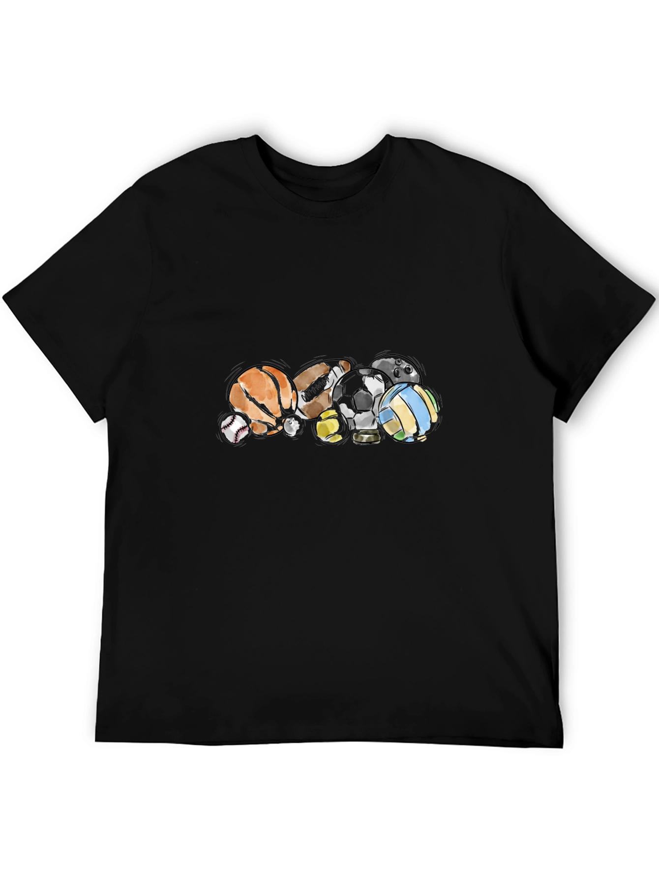 Sports Balls Black T-Shirt