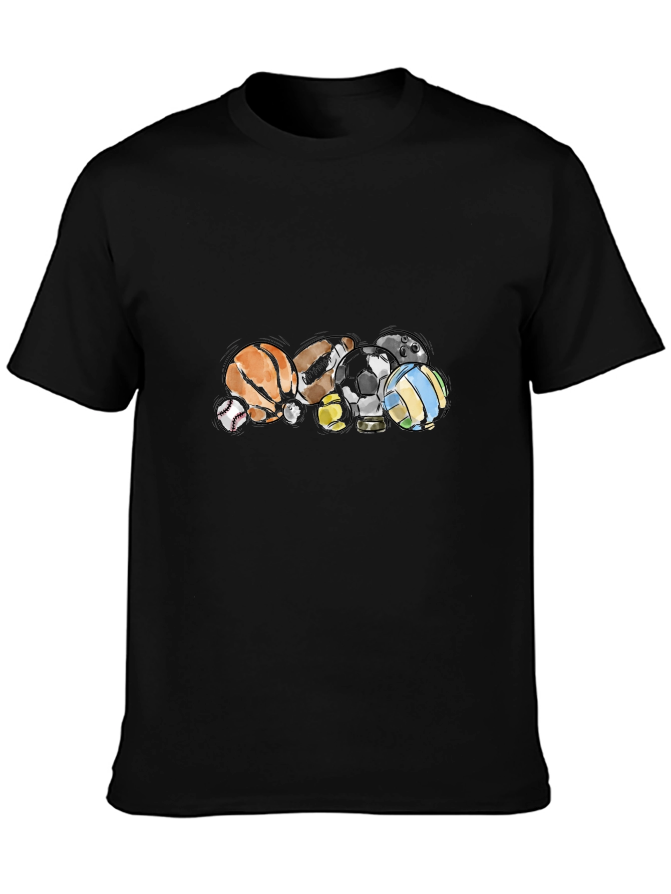 Sports Balls Black T-Shirt