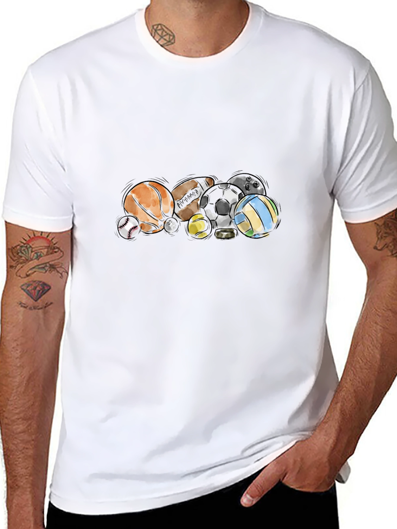 Sports Balls Black T-Shirt
