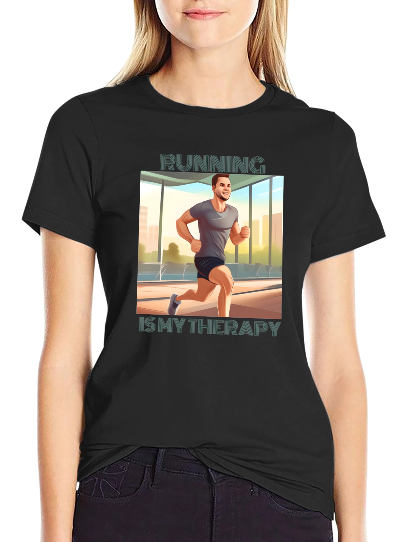 Running is My Therapy Graphic Tee