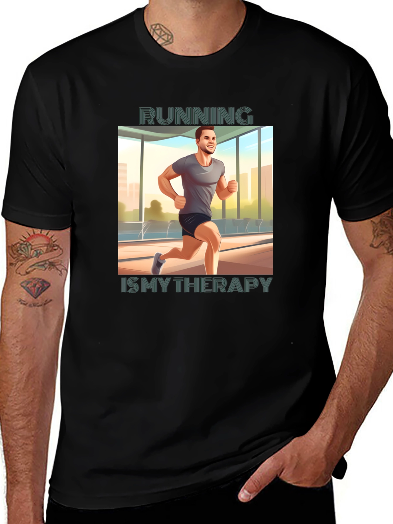 Running is My Therapy Graphic Tee