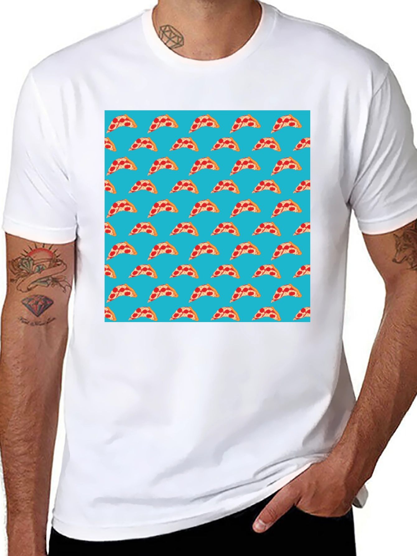 Pizza Slice Pattern T-Shirt - Fun Foodie Style