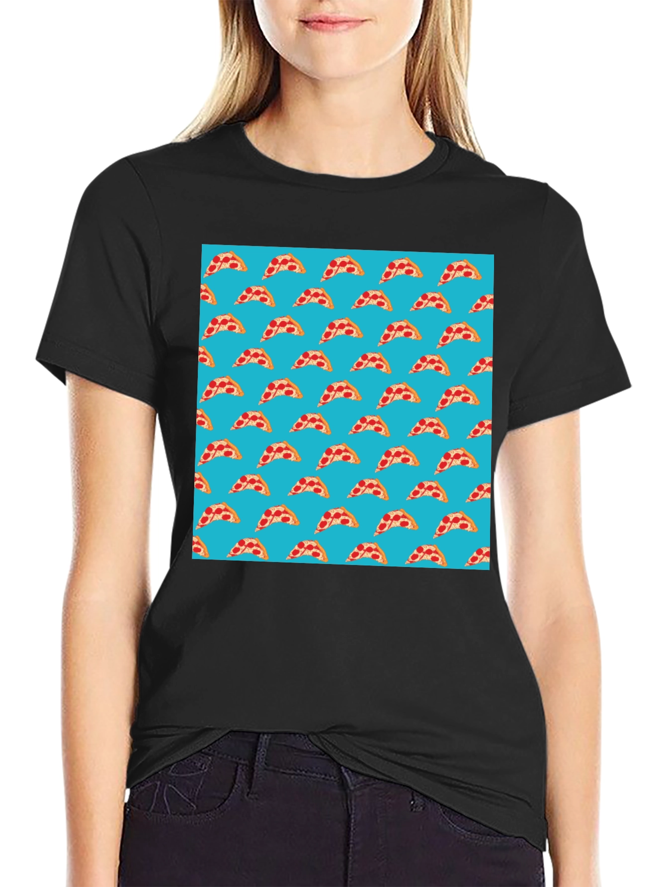 Pizza Slice Pattern T-Shirt - Fun Foodie Style