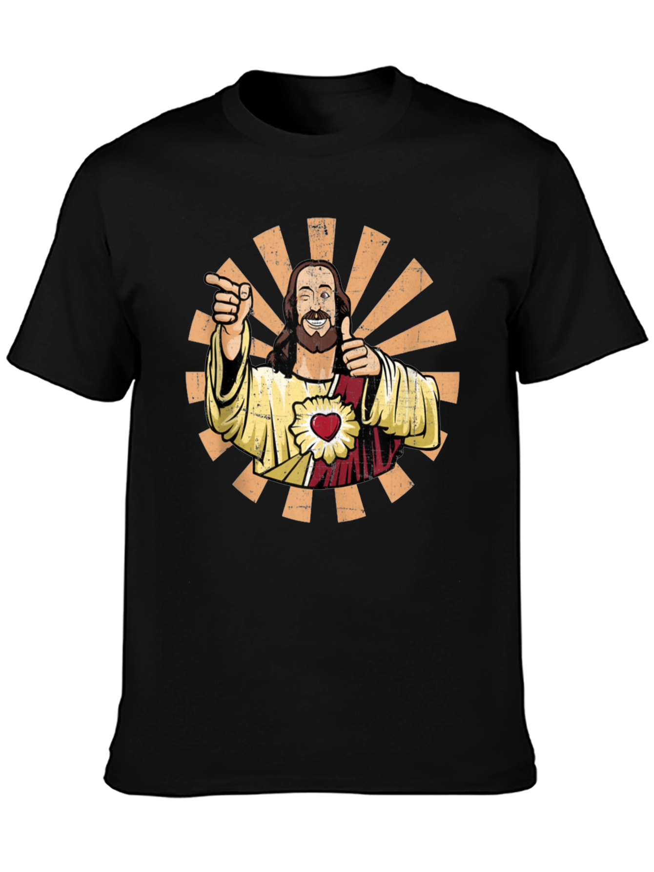 Funny Jesus Pointing Graphic Tee - Black