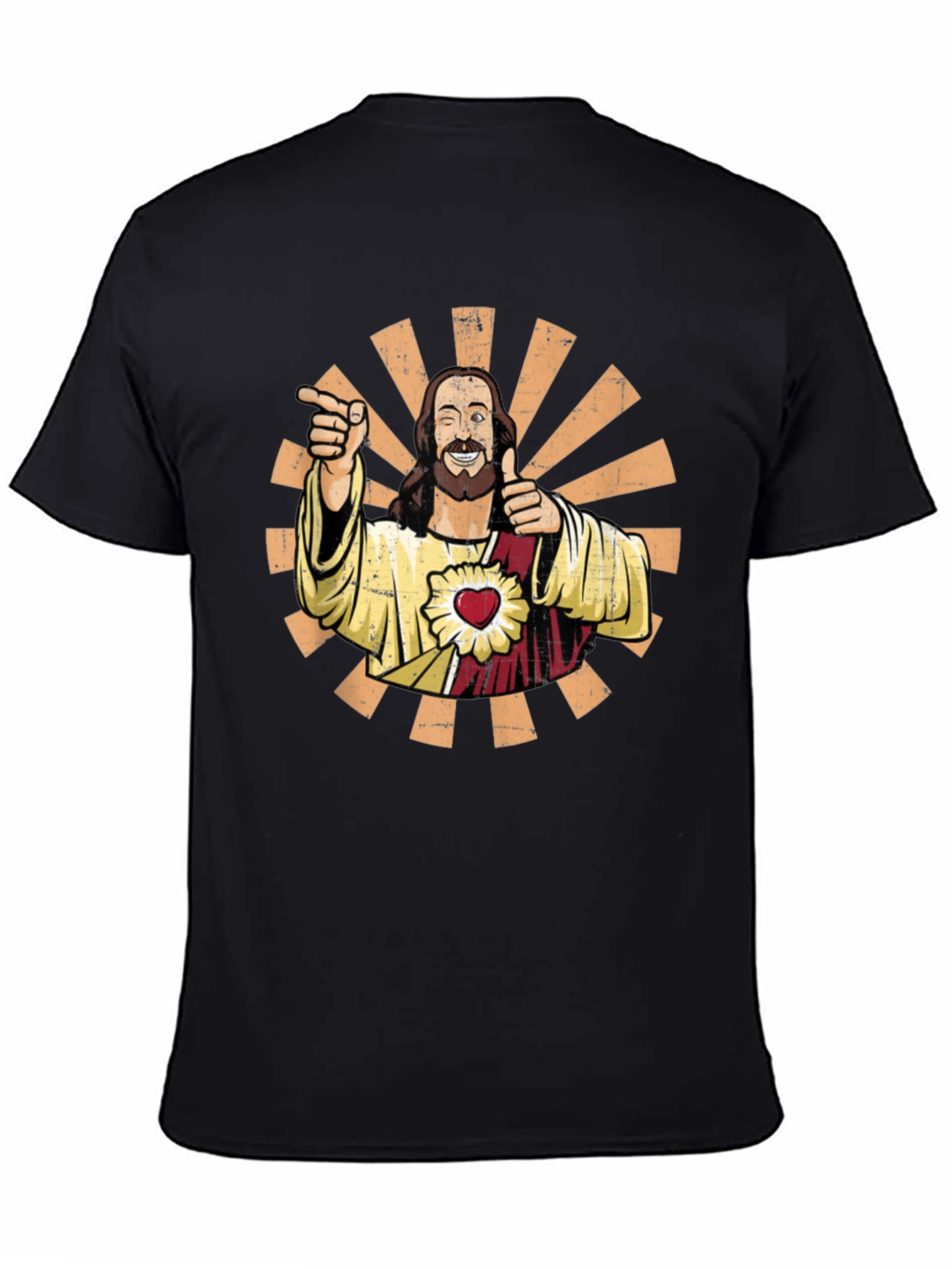 Funny Jesus Pointing Graphic Tee - Black