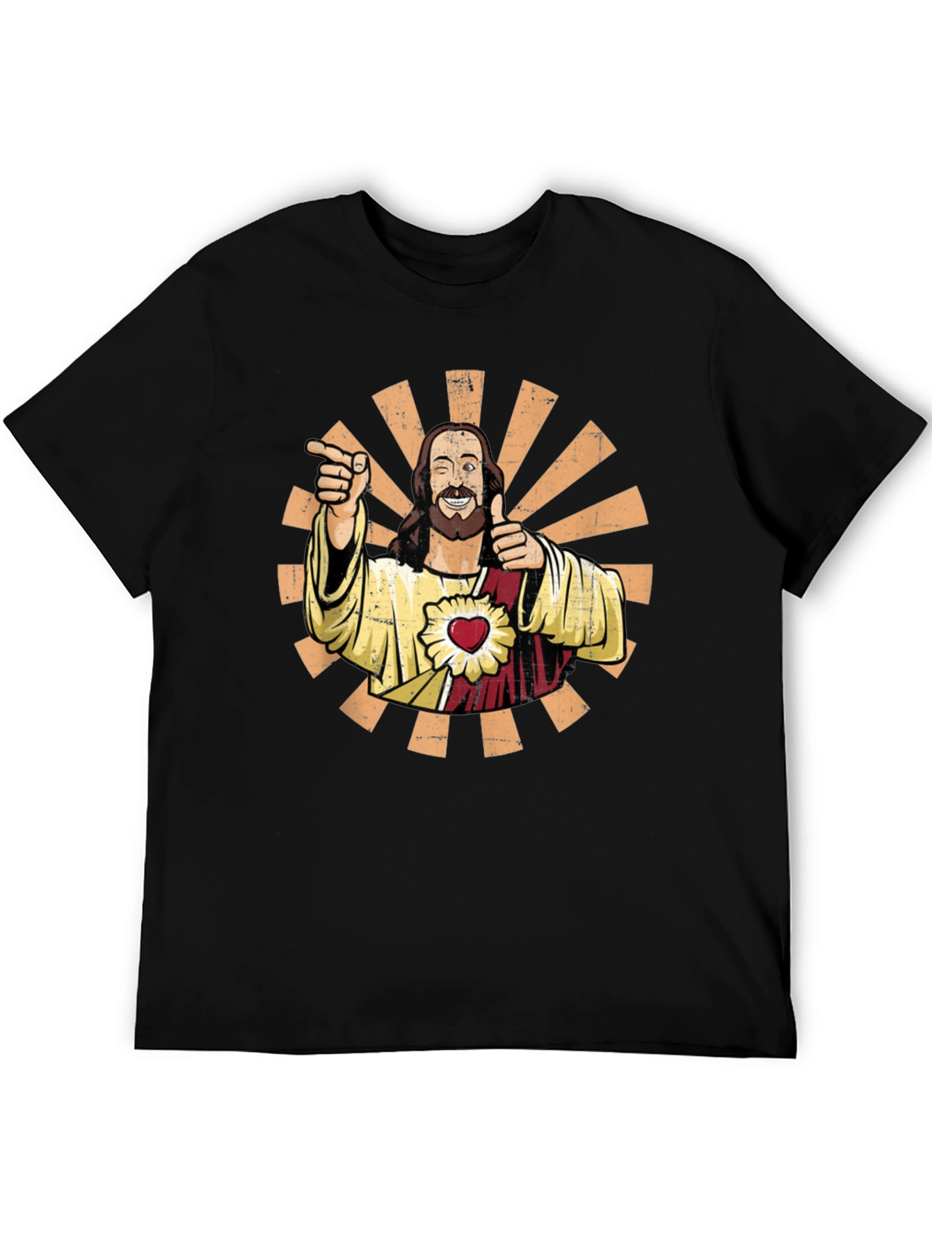 Funny Jesus Pointing Graphic Tee - Black
