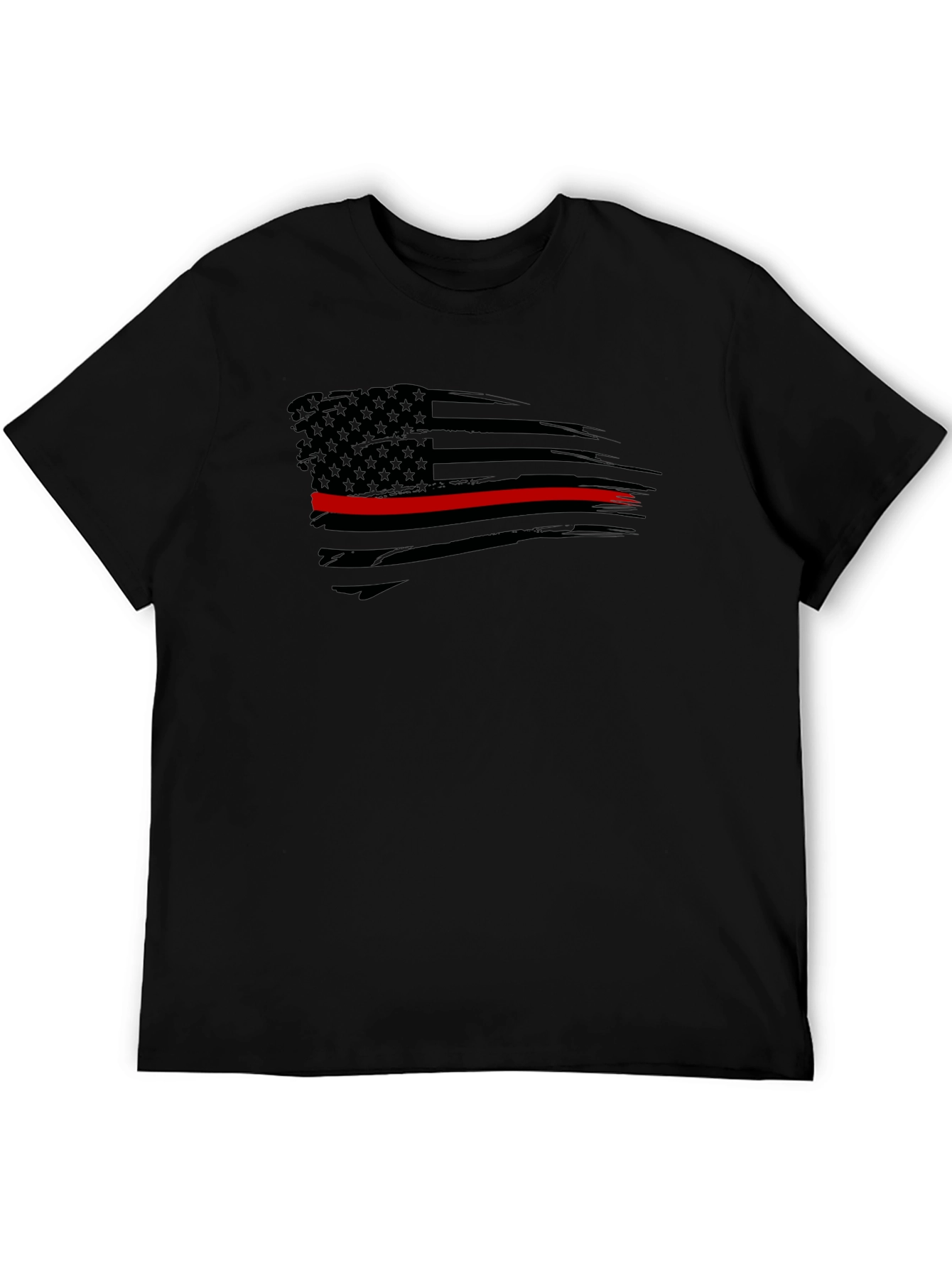 Thin Red Line Flag Graphic Tee - Black