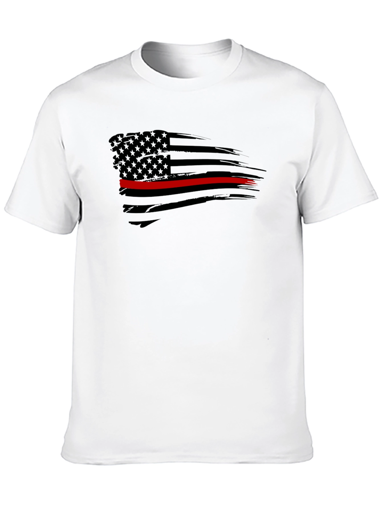 Thin Red Line Flag Graphic Tee - Black