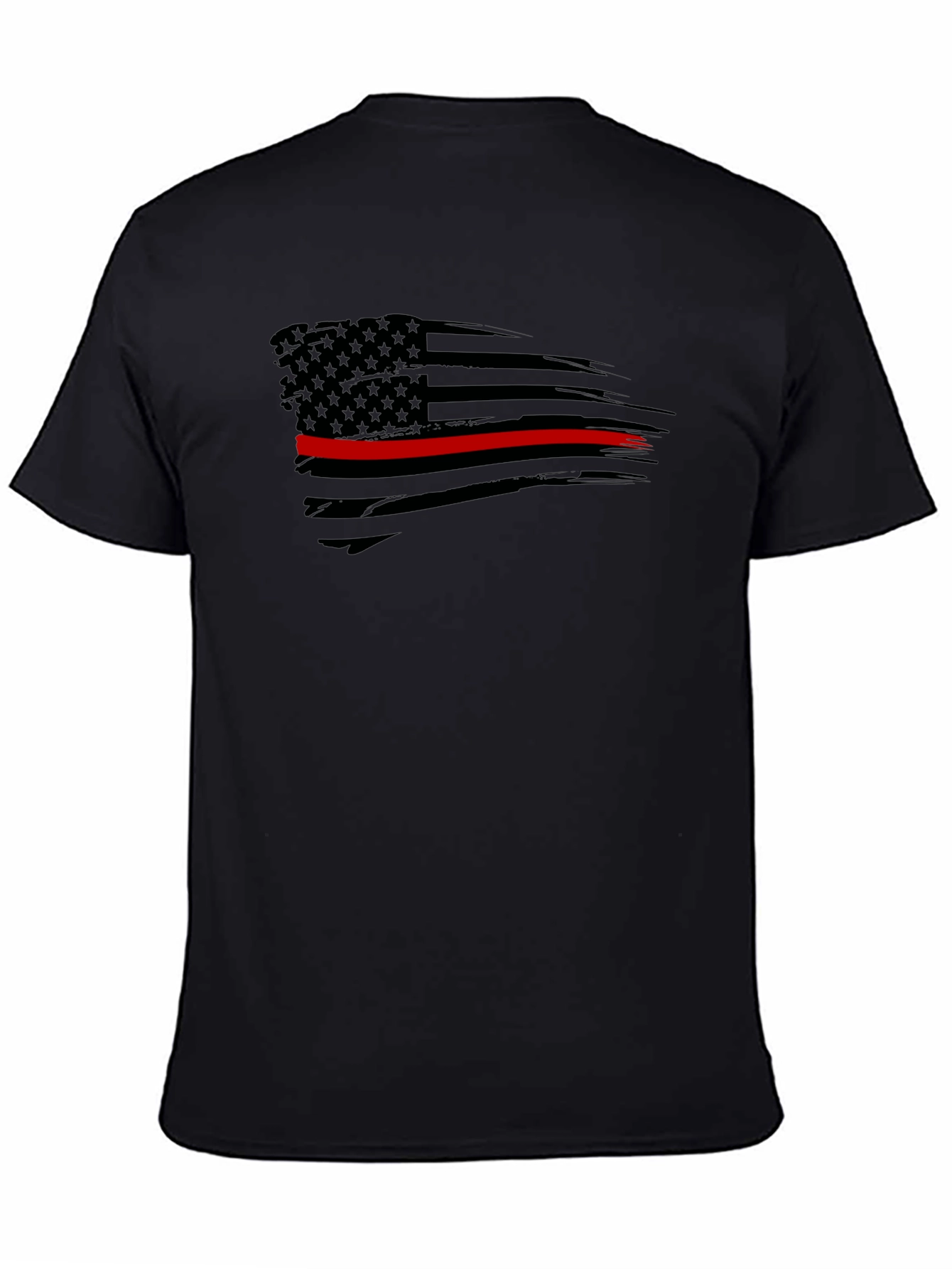 Thin Red Line Flag Graphic Tee - Black