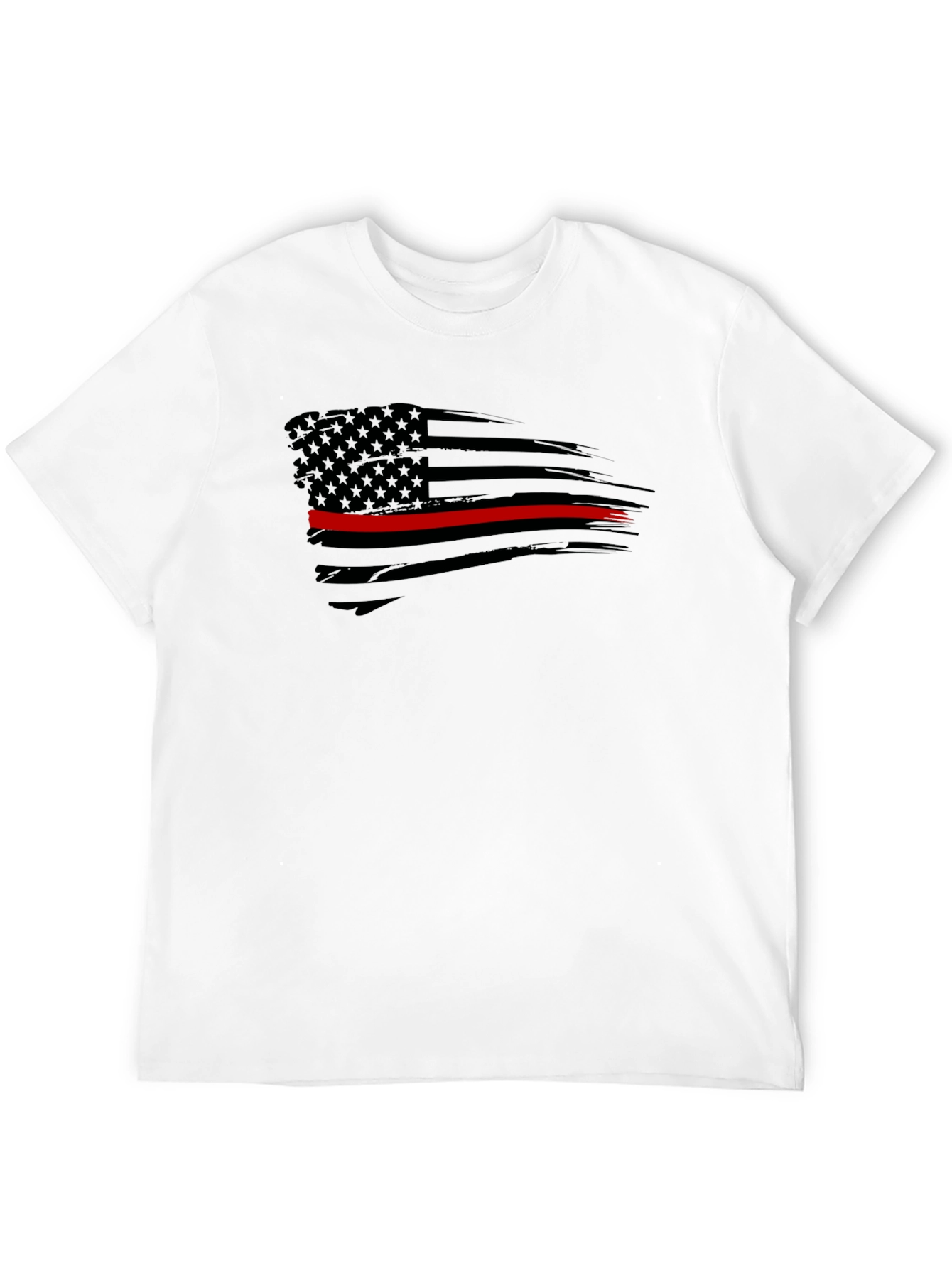 Thin Red Line Flag Graphic Tee - Black