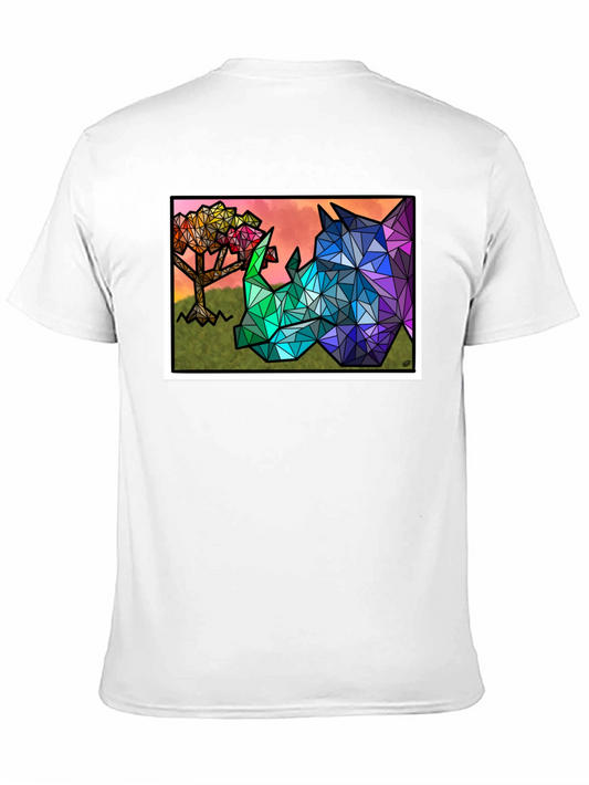 Geometric Rhino Graphic Tee - Black