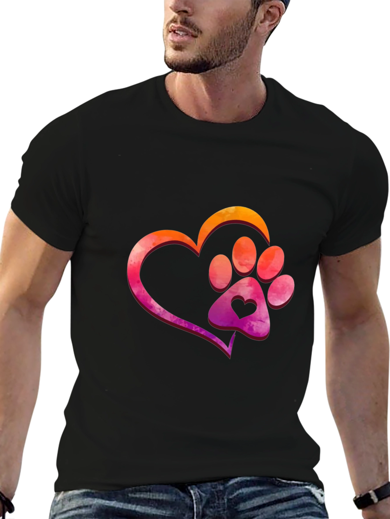 Heart Paw Print Graphic T-Shirt