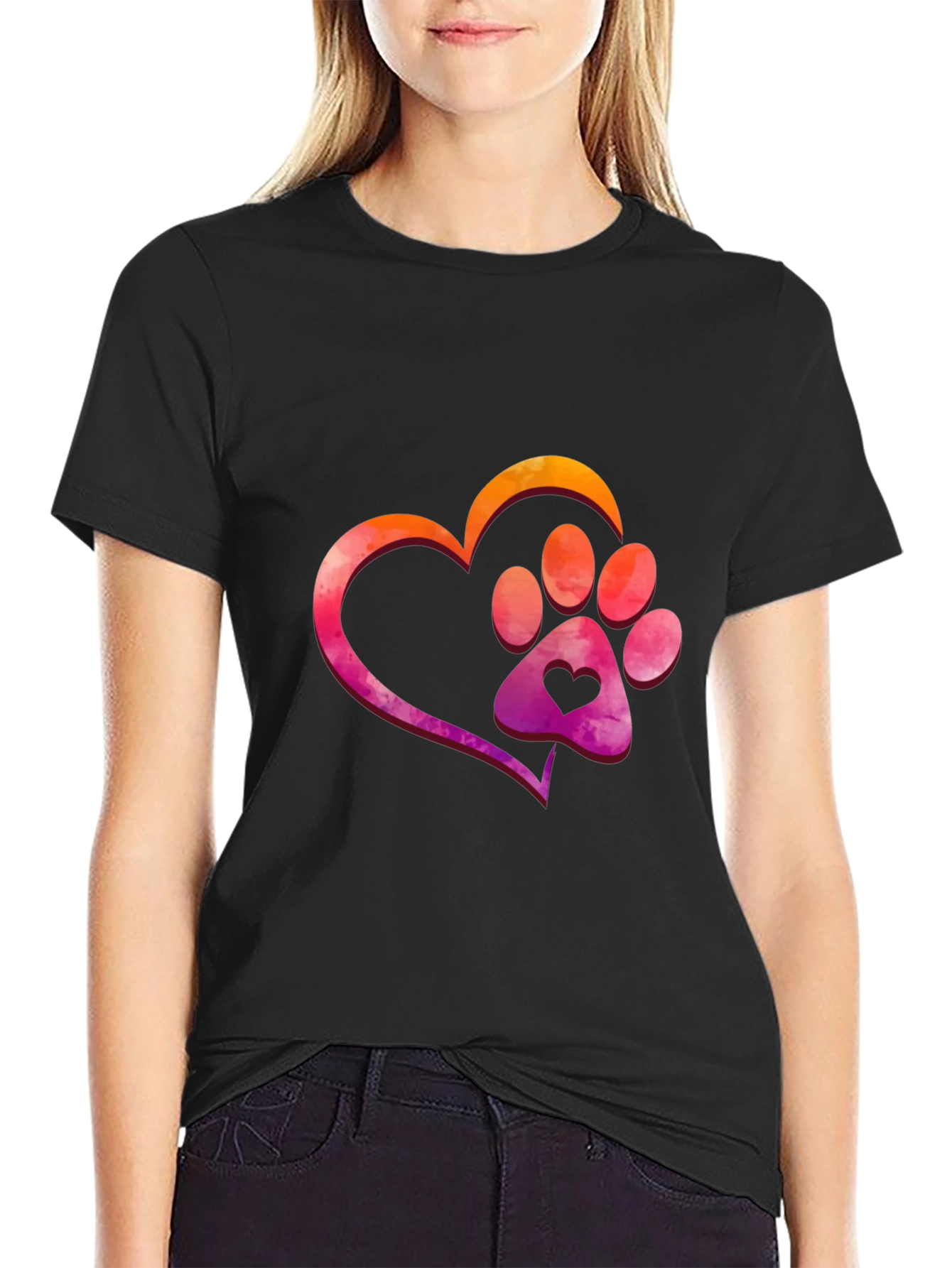 Heart Paw Print Graphic T-Shirt