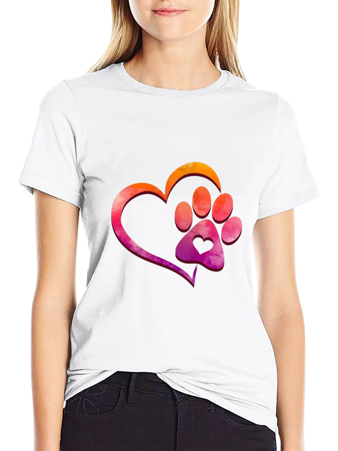 Heart Paw Print Graphic T-Shirt