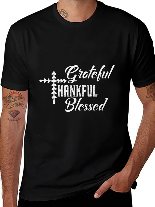 Grateful Thankful Blessed Black Graphic Tee