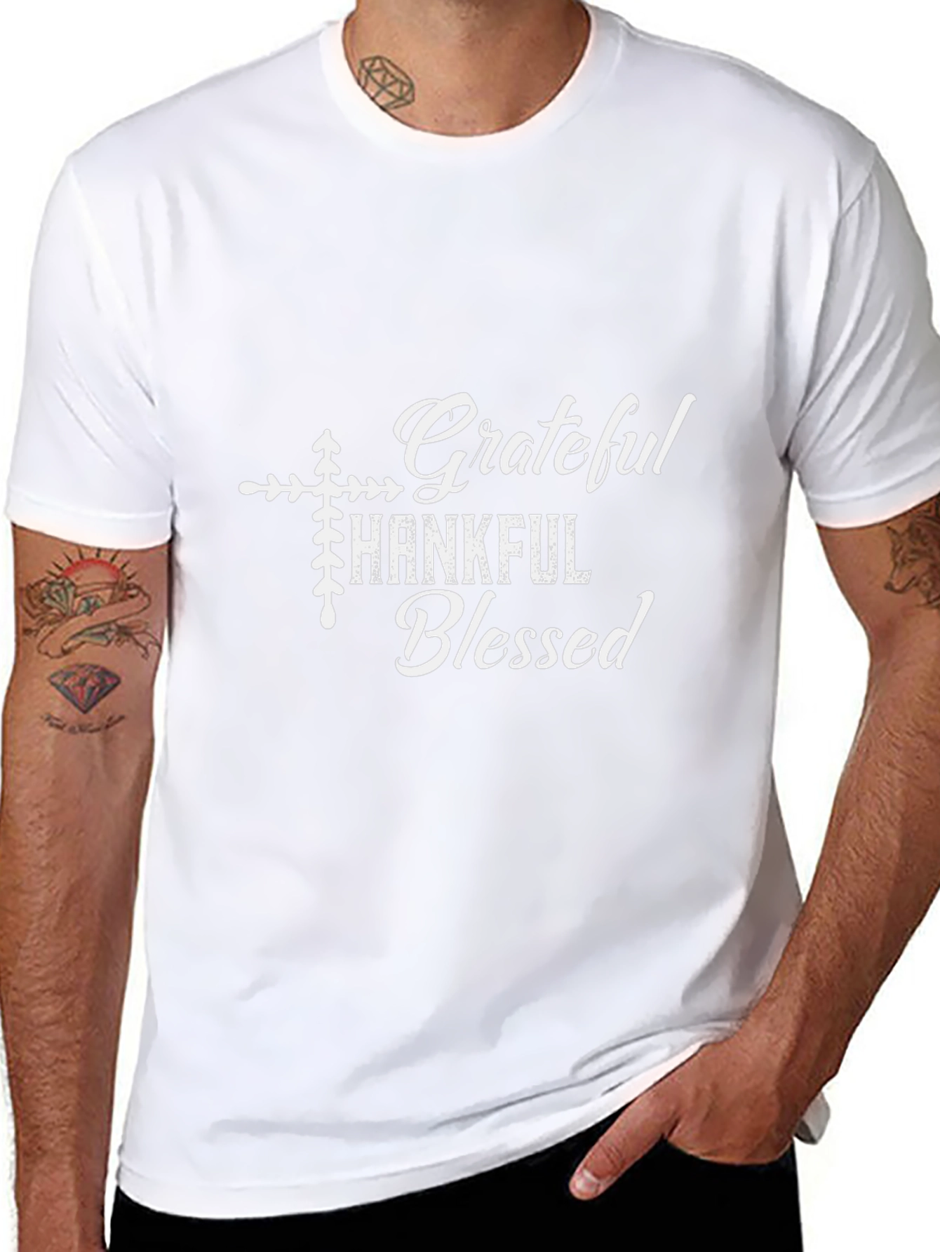 Grateful Thankful Blessed Black Graphic Tee