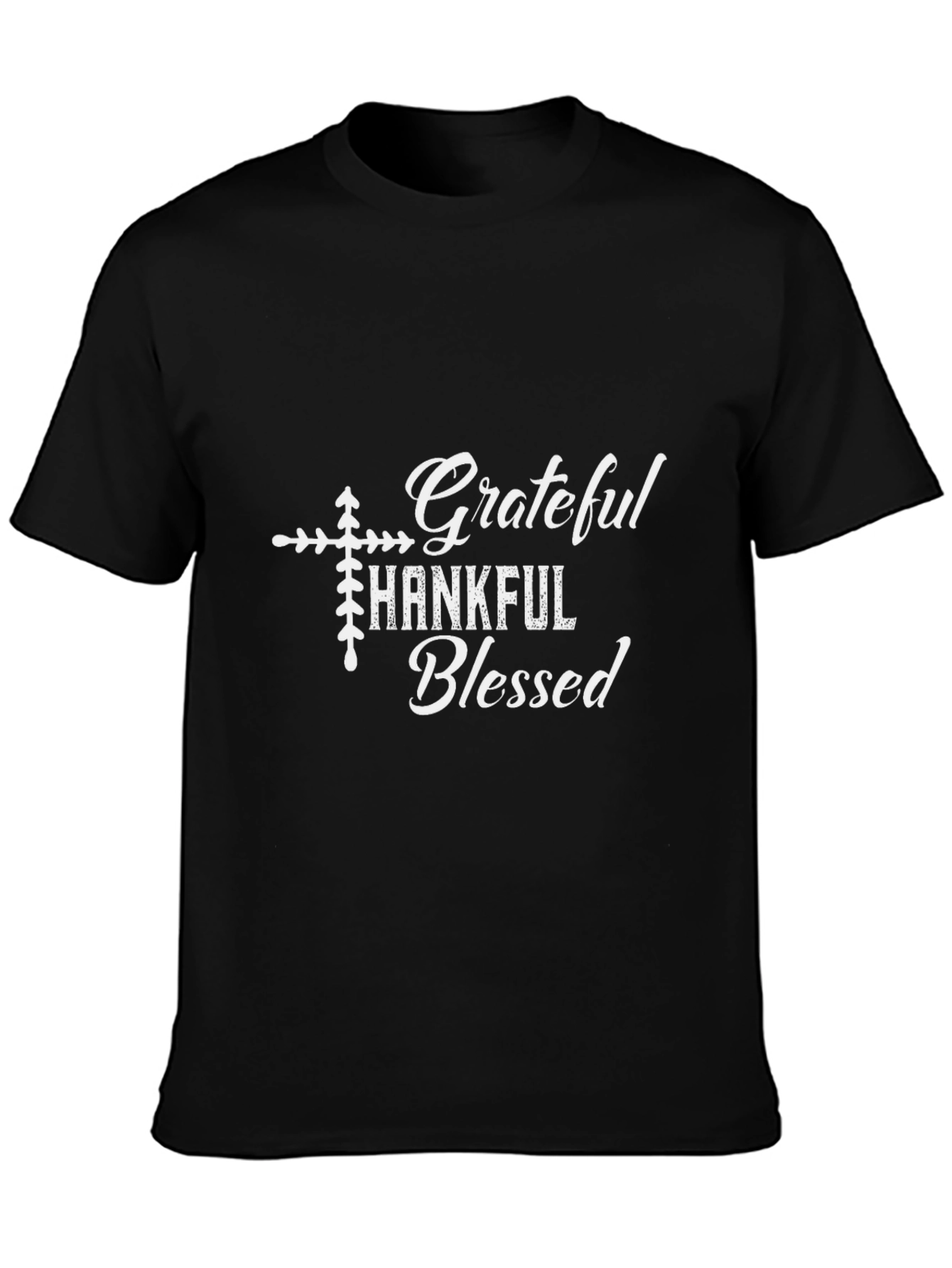 Grateful Thankful Blessed Black Graphic Tee