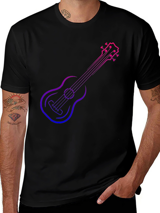 Gradient Ukulele Graphic T-Shirt - Black