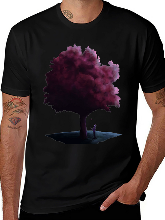 Mystic Tree Graphic Tee - Black Cotton Blend