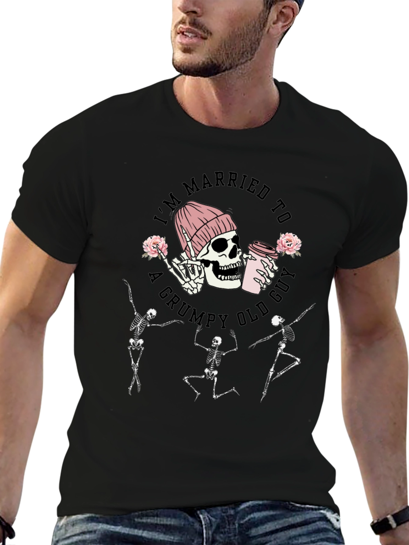 Grumpy Old Guy Skeleton Graphic Tee
