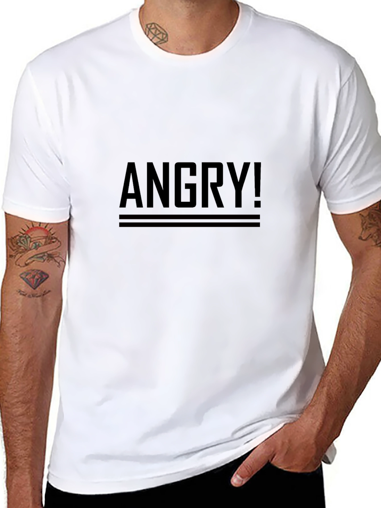 ANGRY! Graphic Print Black T-Shirt