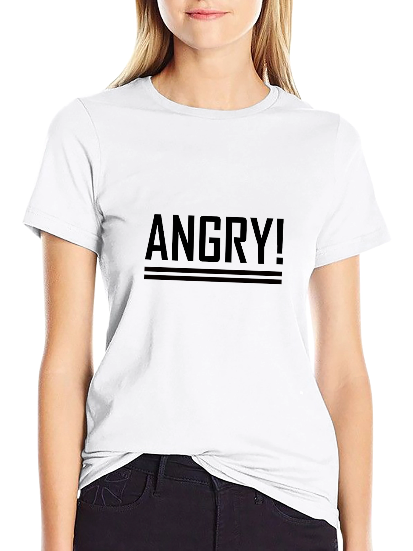 ANGRY! Graphic Print Black T-Shirt