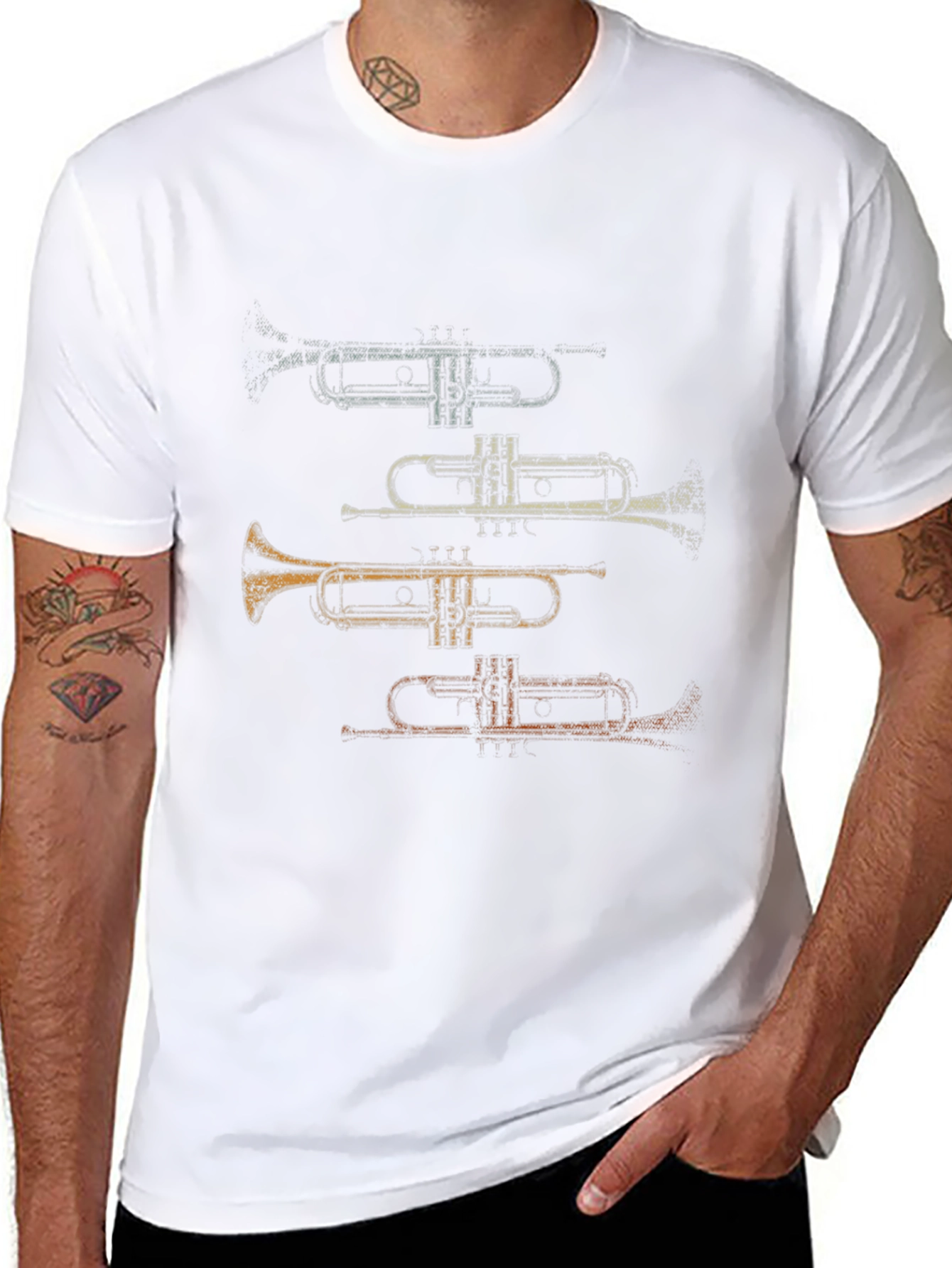 Trumpet Stack Graphic Tee - Musicians Casual Wear