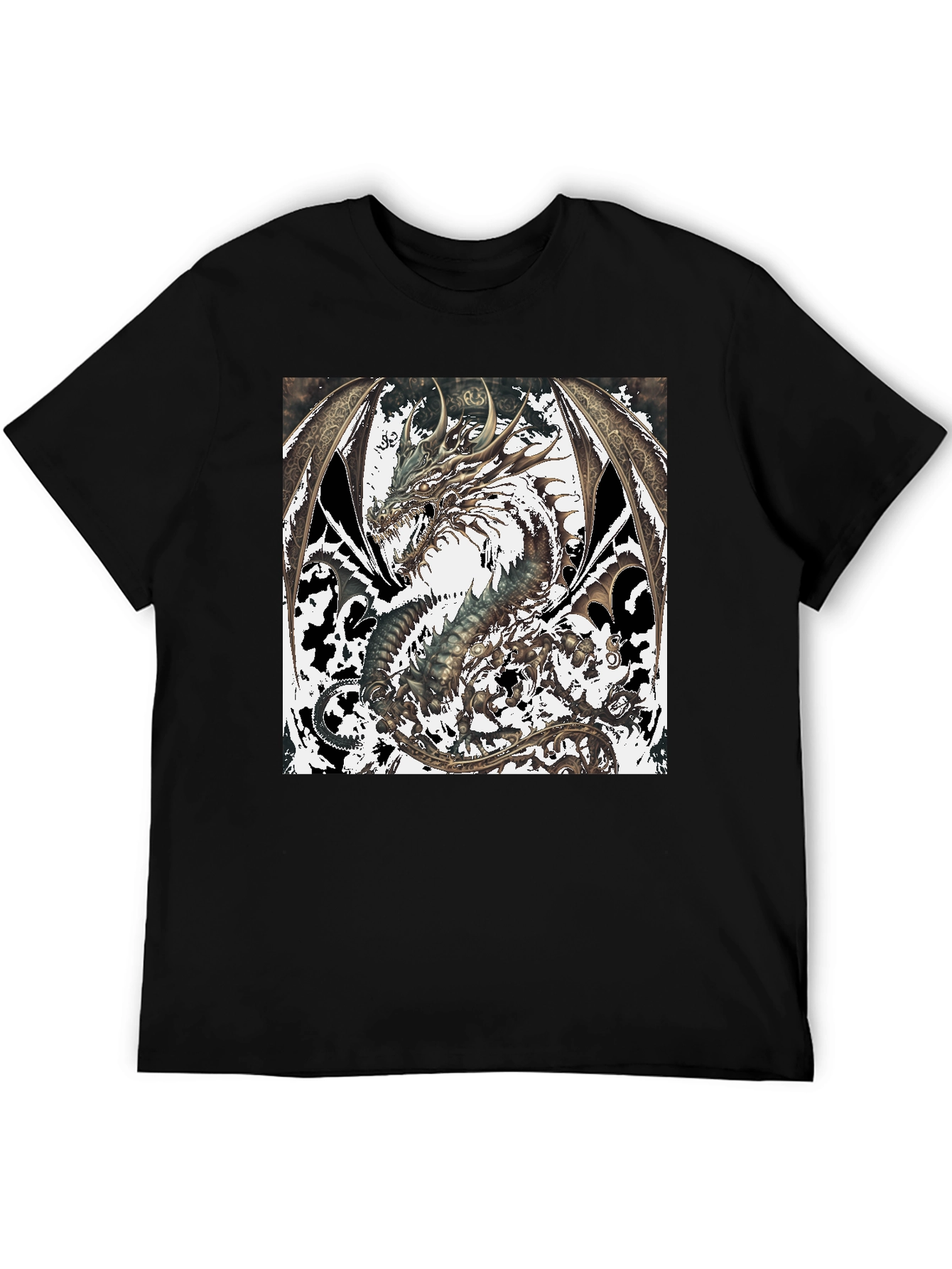 Dragon Graphic Print Black Tee