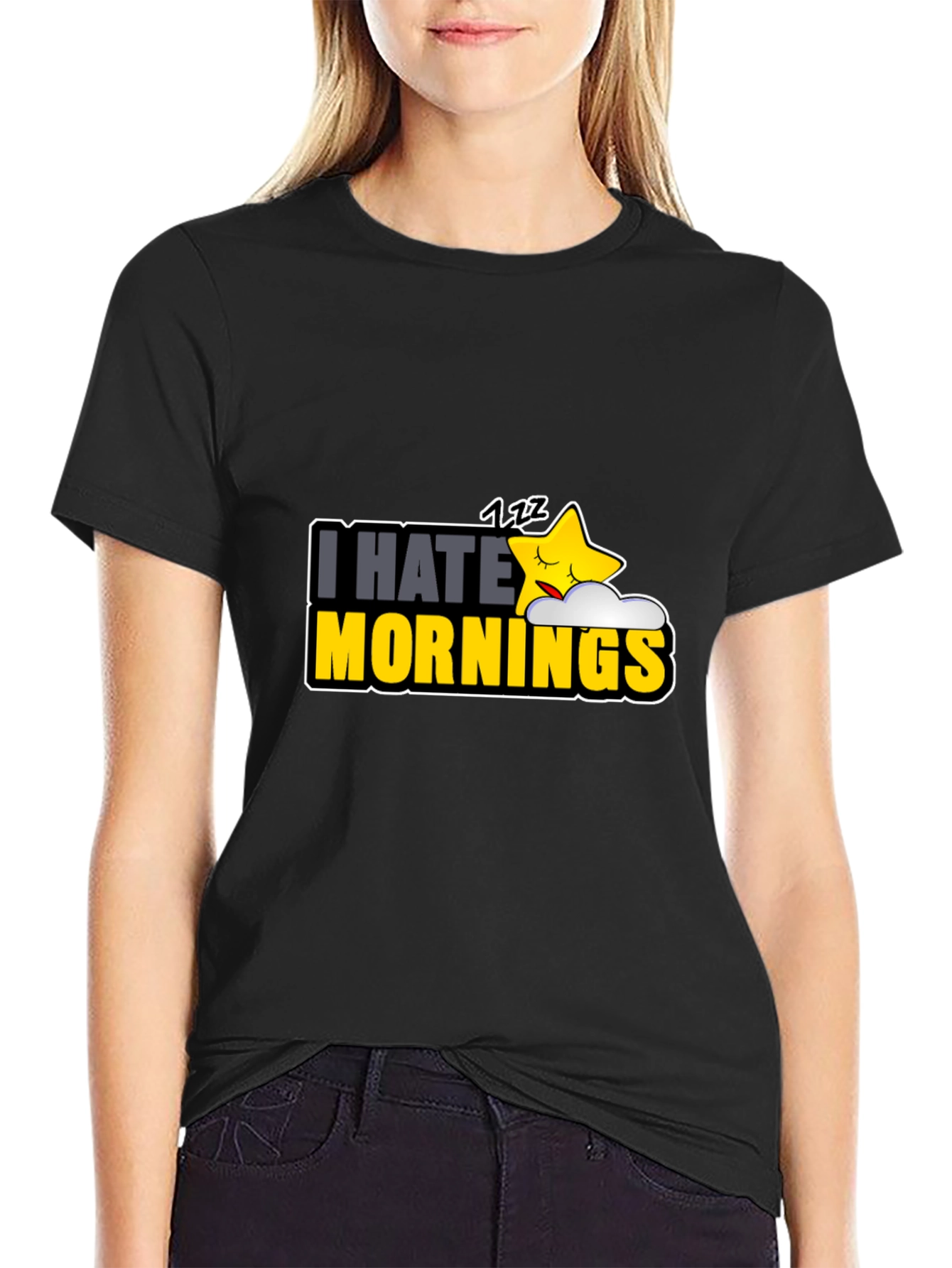 I Hate Mornings Black Graphic Tee
