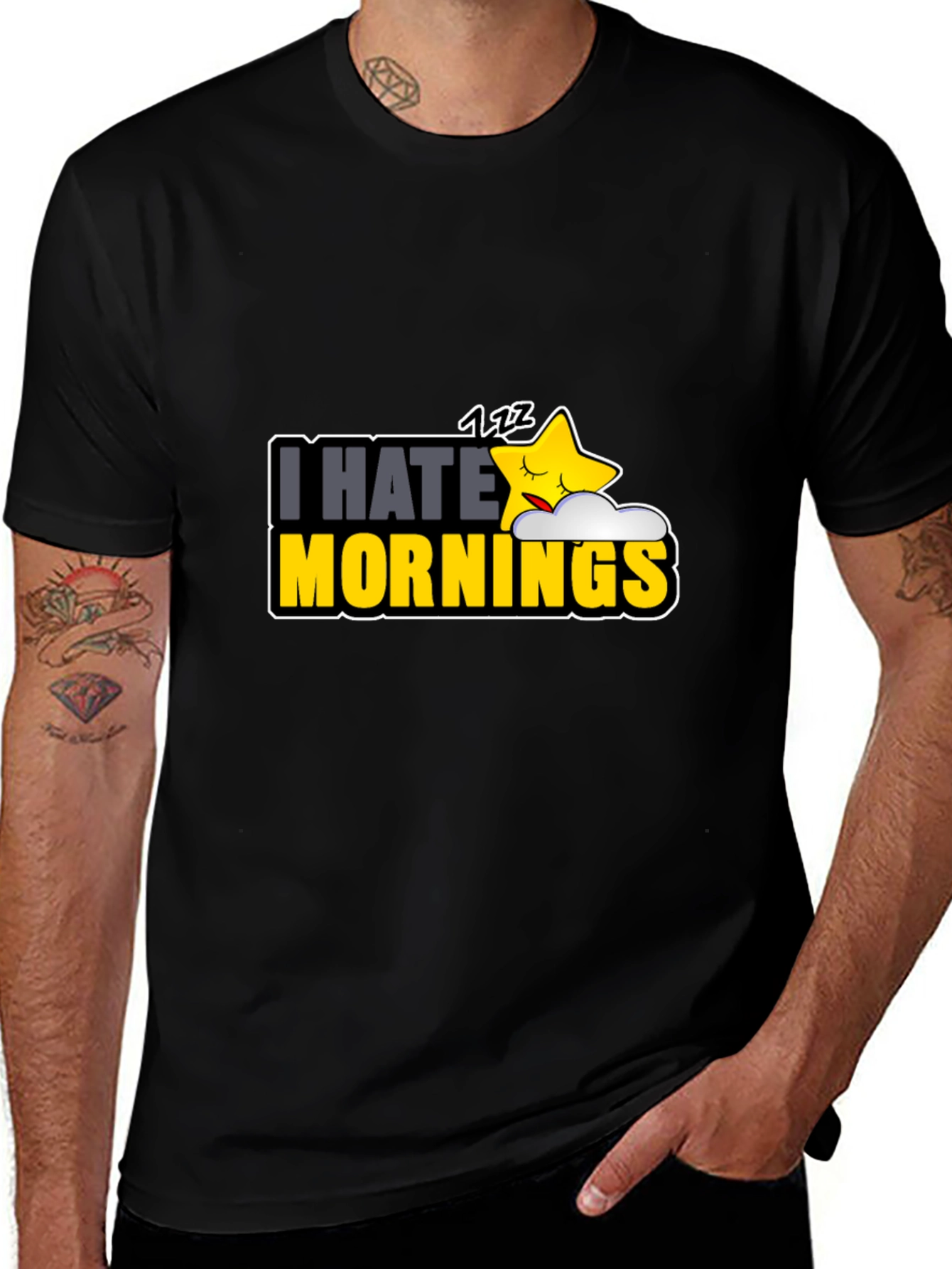 I Hate Mornings Black Graphic Tee