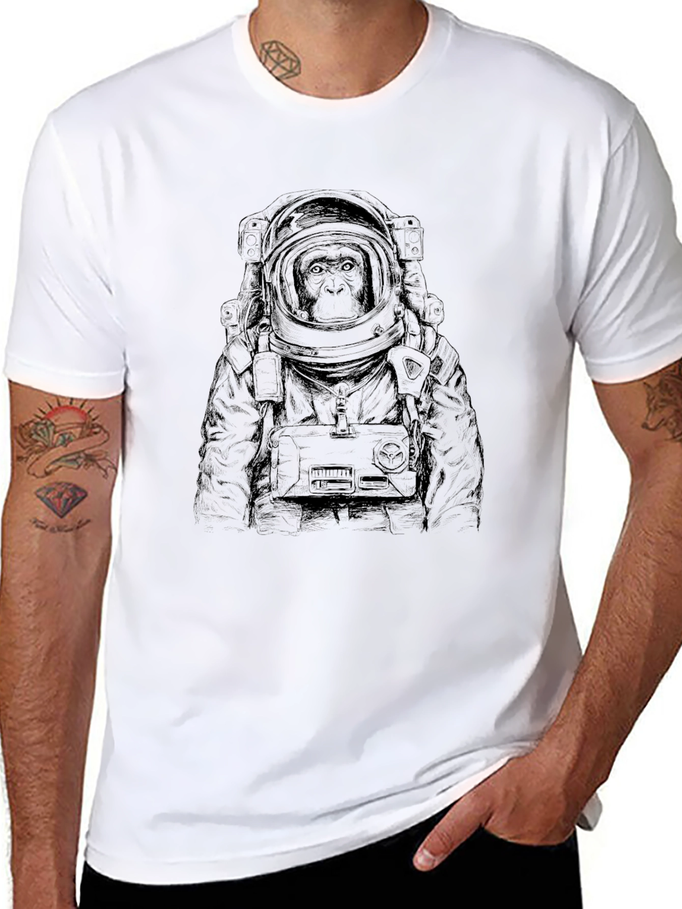 Ape Astronaut Graphic Tee - Black