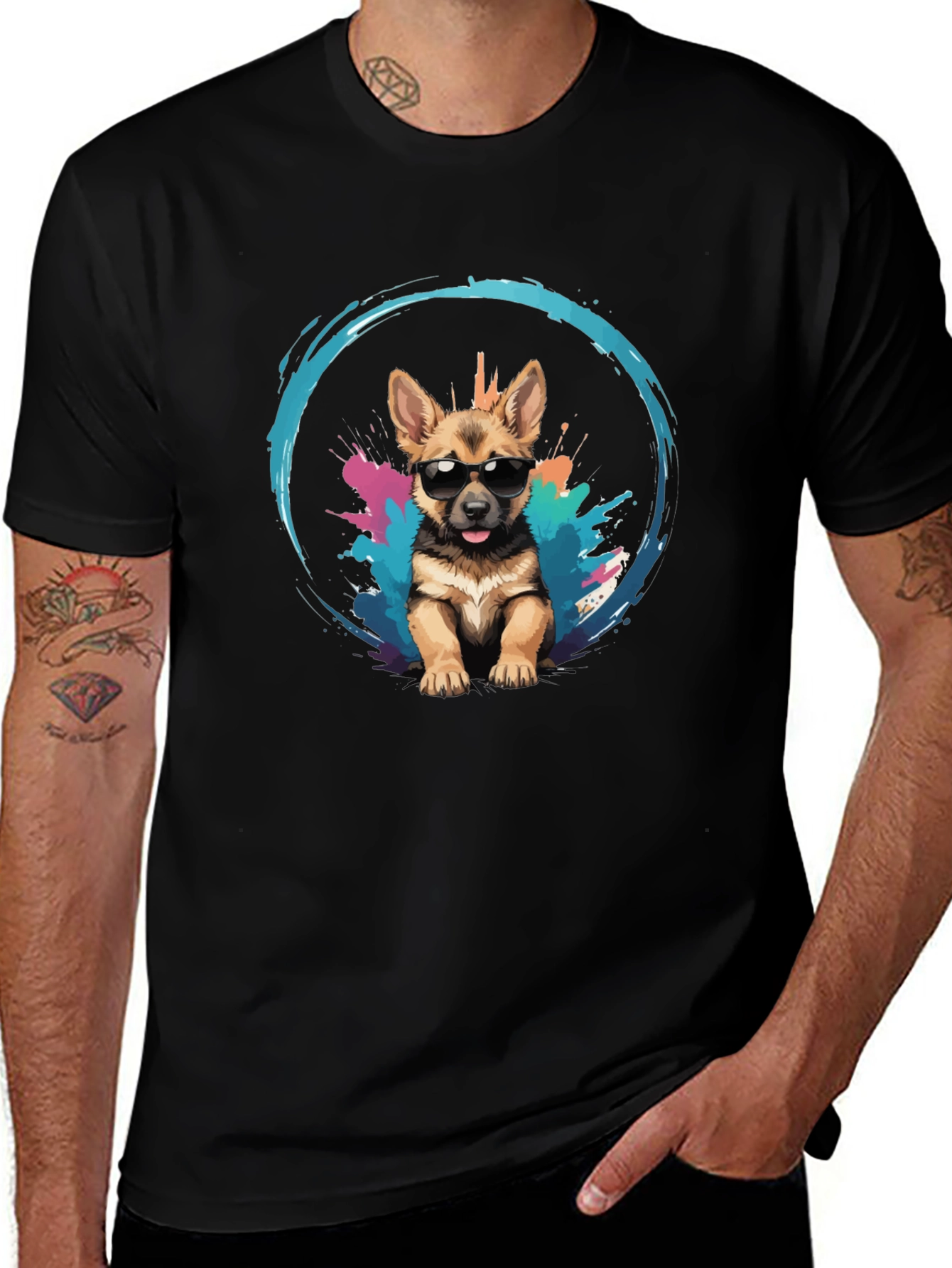 Cool Pup Tee - German Shepherd with Sunglasses