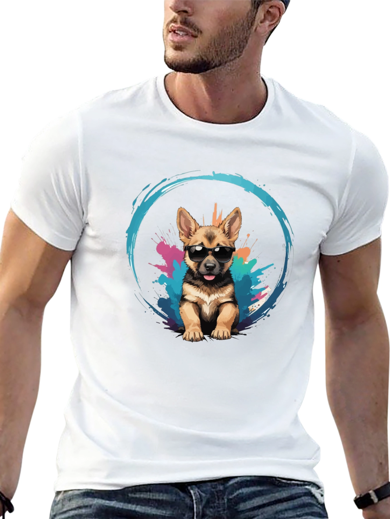 Cool Pup Tee - German Shepherd with Sunglasses